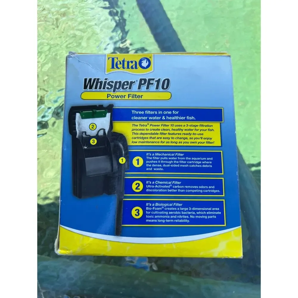 Tetra Whisper PF10 Power Filter 5-10 Gallon Aquarium Quiet 3-Stage Filtration